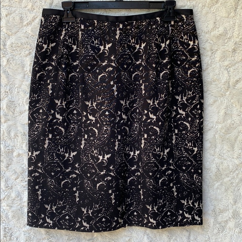 Talbots Black/White Print Pencil Skirt SZ10